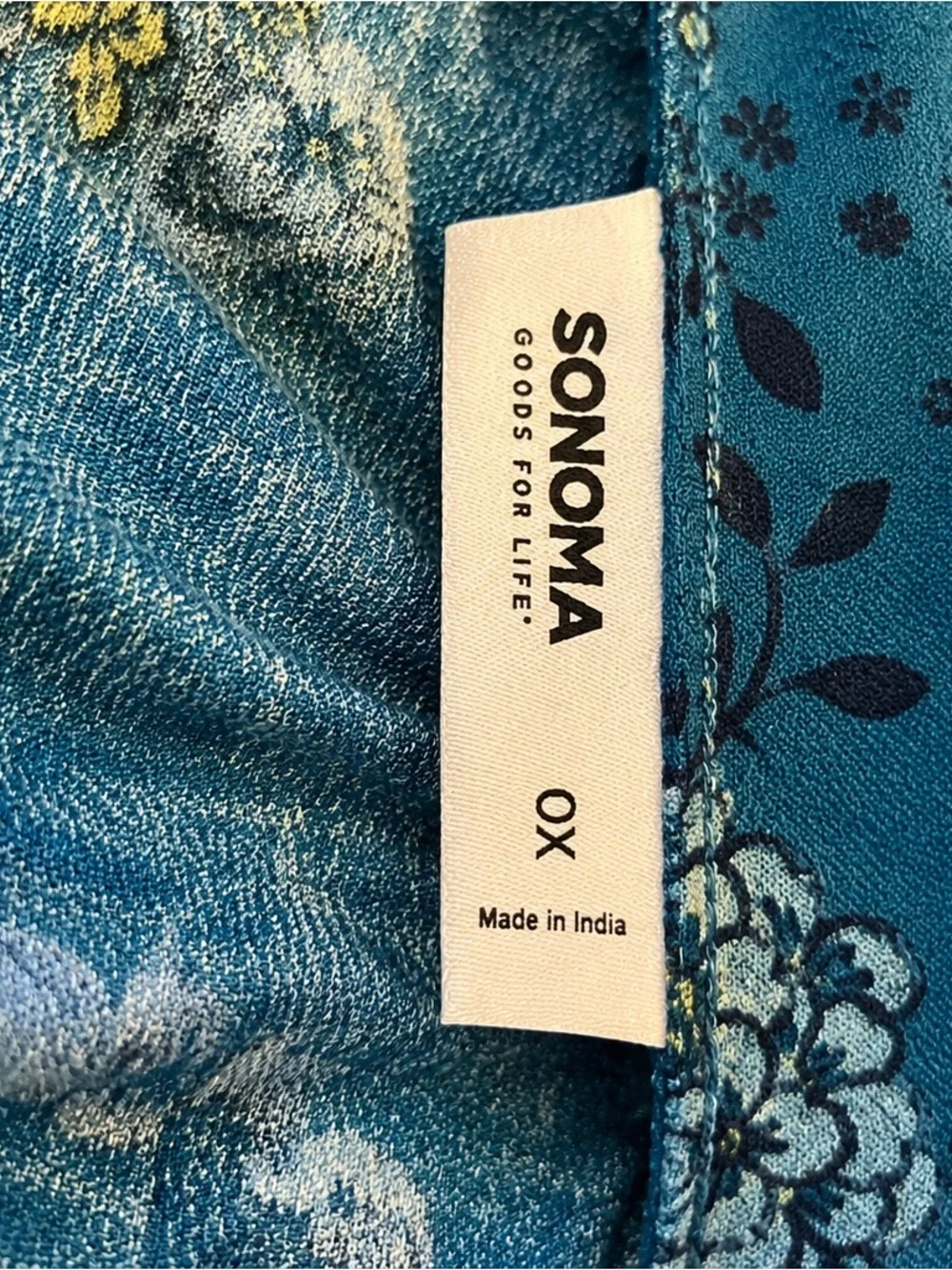 Sonoma Blue Floral Peasant Dress 0X 12W/14W Boho Rayon
